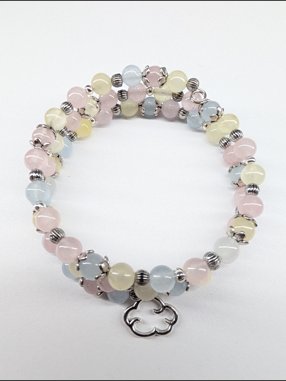 Cotton Candy Clouds Morganite Handcrafted Wrap Bracelet